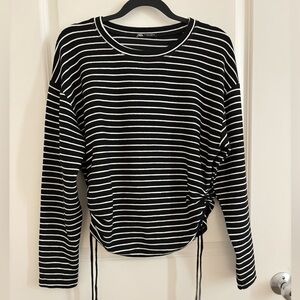 Zara Long Sleeve Black and White Striped Top
